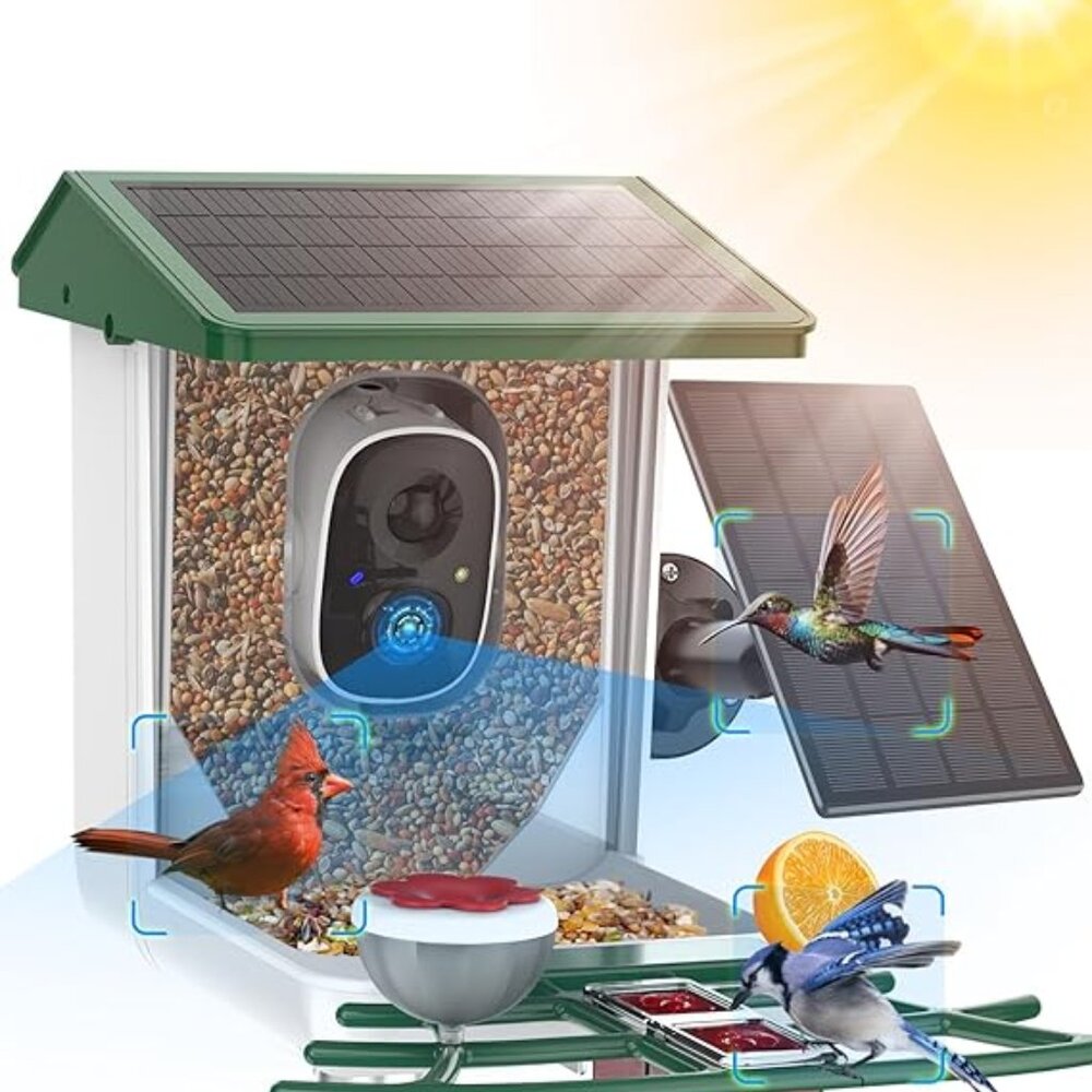 NIB MaxiViz Store Smart Bird Feeder with Camera & Dual Solar Panel